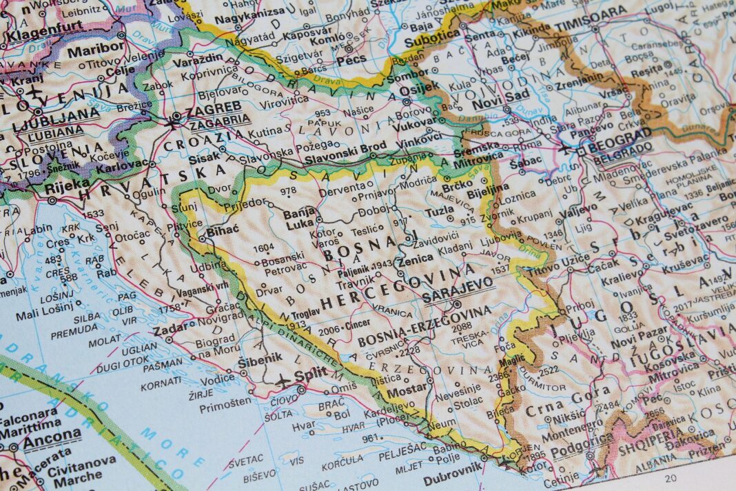 Βοσνία Ερζεγοβίνη Βαλκάνια χάρτης