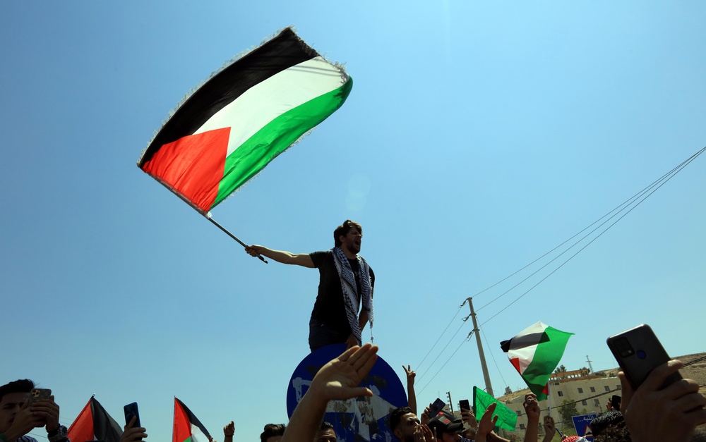 Παλαιστίνη -Παλαιστινιακή από Ιορδανούς διαδηλωτές